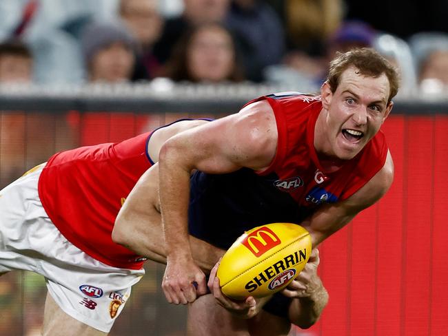 Harrison Petty is tackled during his side’s loss to the Lions in Round 5. Picture: Michael Willson/AFL Photos via Getty Images.