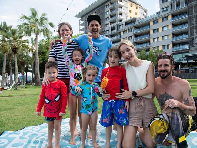 DARWIN, AUSTRALIA Sunday, 31 December, 2023:DARWIN NEW YEARS EVE 2023 Tanya Chan, Phil Chan, Louis Chan, Harriet Chan, Prudence McErlane, Eddie McErlane, Jorja McErlane and Thom McErlane pose for a photo at Darwin Waterfront. Picture: Pema Tamang Pakhrin