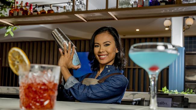 Bartender Kristine Gillingham at The Cavill Hotel, Surfers Paradise. Picture: Jerad Williams