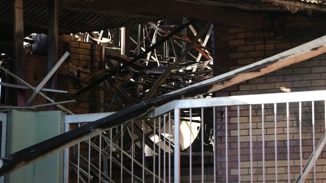 The damage done at the fire at St Andrews Lutheran Collegeon Anzac Day 2015. Picture Glenn Hampson