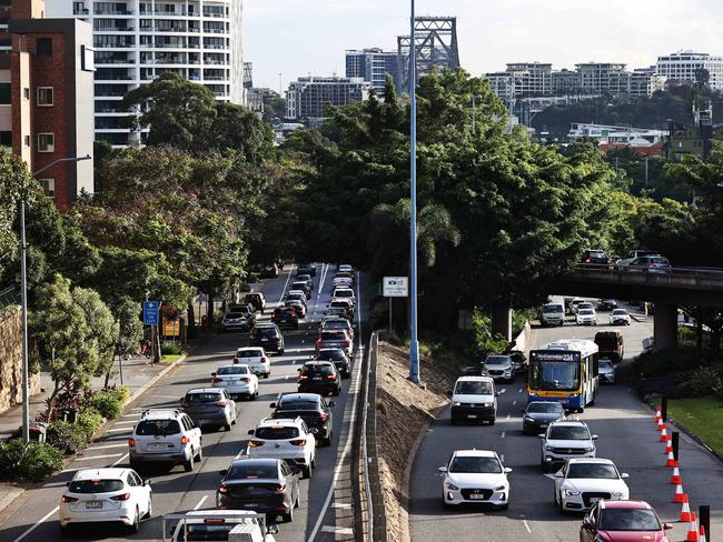 Traffic entering the Story Bridge from Kangaroo Point. Picture: Tara Croser