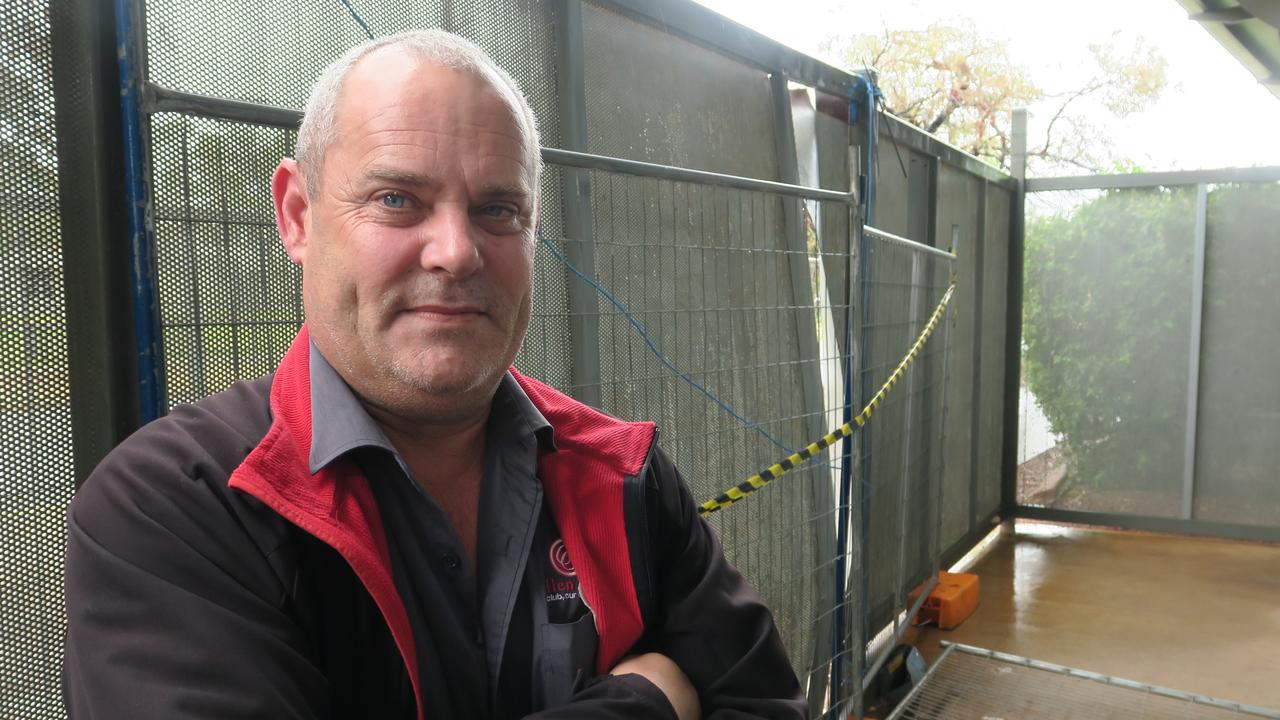 Ian McCormack next to damage from the ram-raid.