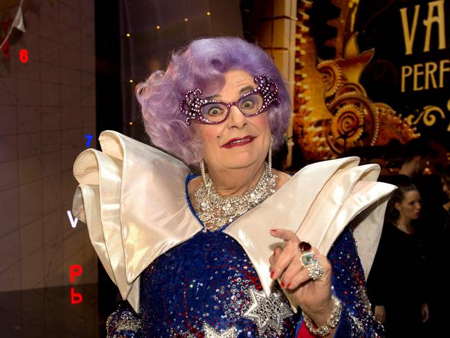 Australian comedian, actor and author Barry Humphries, dressed as his alter ego Dame Edna Everagein 2013. Picture: Arthur Edwards