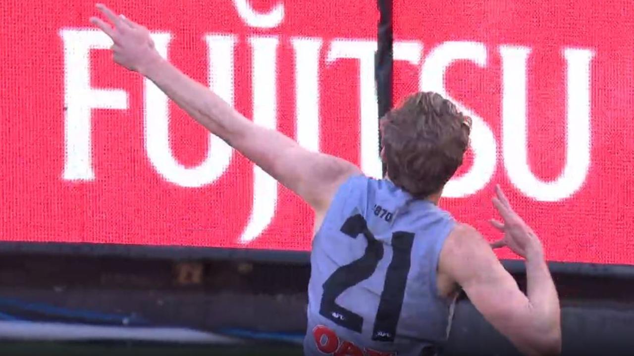 Port Adelaide's Xavier Duursma brings out the bow and arrow against Richmond.