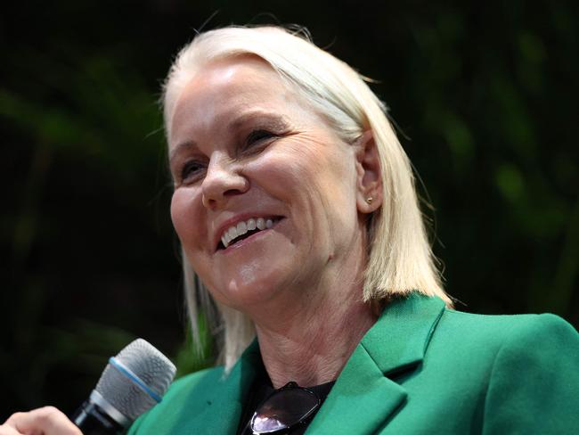 NEW YORK, NEW YORK - APRIL 23: Rennae Stubbs moderates a panel during the Business of Women Sport Summit presented by Deep Blue Sports and Axios at Chelsea Factory on April 23, 2024 in New York City.   Elsa/Getty Images/AFP (Photo by ELSA / GETTY IMAGES NORTH AMERICA / Getty Images via AFP)