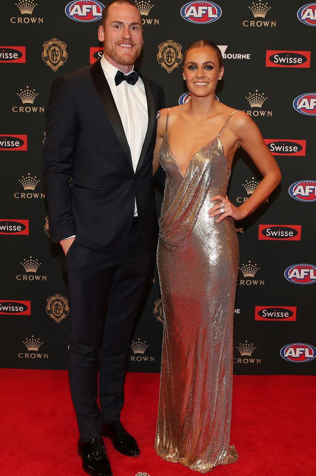 Hawthorn’s Jarryd Roughead and wife, Sarah. Picture: Michael Klein