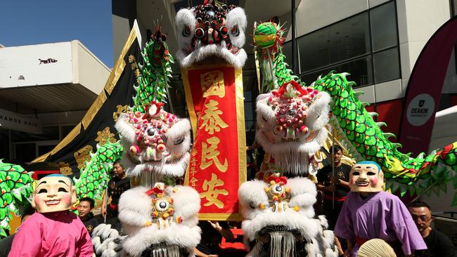 The Lion Dancers from Box Hill's Chinese New Year Festival in 2019. Picture: Hamish Blair