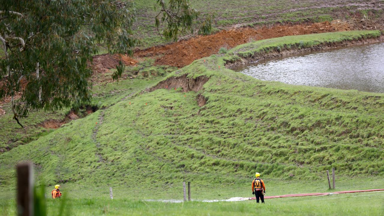 The dam wall is slipping. Picture: Kelly Barnes