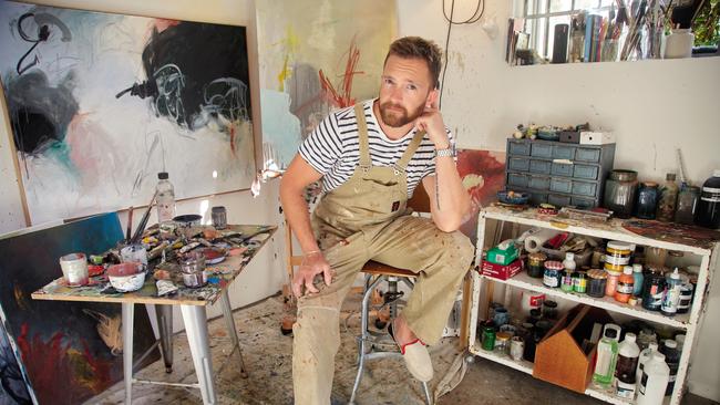 Tim. Draxl in his art studio.