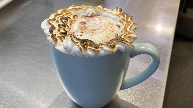 The s'mores chocolate is a hot chocolate with toasted marshmallow meringue on top. Photo: Fergus Gregg