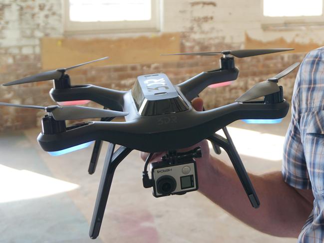 Colin Guinn, 3D Robotics senior vice president at Cockatoo Island with a Solo drone