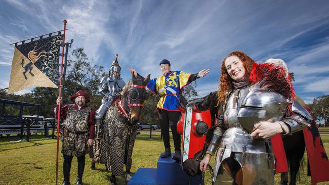 Chris Griffiths, Katrina Cruise, Remi Jennings and Elizabeth Hodges at dress rehearsal ahead of the southern hemisphere’s biggest celebration of medieval Europe, the Abbey Medieval Festival at Caboolture. Picture Lachie Millard