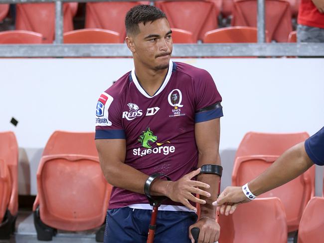 Jordan Petaia suffered a season-ending foot injury in the round 3 match against the Crusaders in early March. Picture: Chris Cutler, Sportography