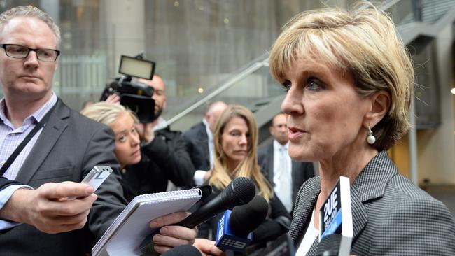 Julie Bishop following her meeting with the Russian Ambassador Vladimir Morozov.