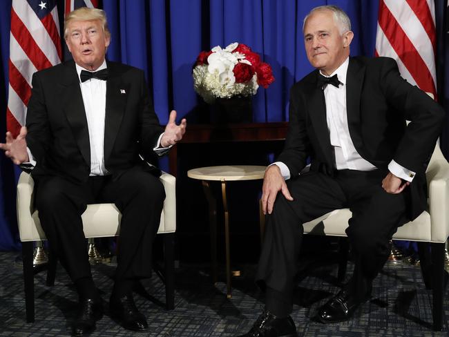 Mr Trump and Mr Turnbull pictured in New York in May, have both strongly condemned North Korea’s missile tests. Picture: Pablo Martinez Monsivais/AP