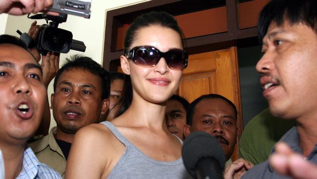 Aussie model Michelle Leslie was sentenced to three months in prison in 2005 after two ecstasy tablets were found in her handbag. Picture: Lukman S. Bintoro