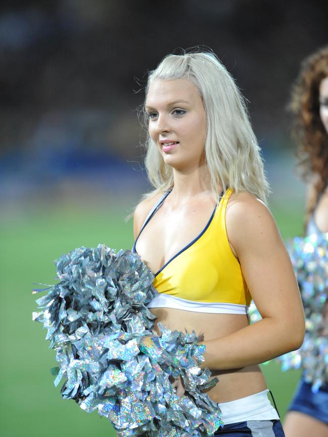 Dancers from the Hot Squad the North Queensland Cowboys cheerleaders perform at the North Queensland Cowboys Vs Melbourne Storm at Dairy Farmers Stadium, Townsville.
