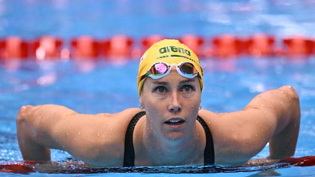 Emma McKeon has missed out on a medal, after finished fourth in the fourth in the 100m butterfly. Picture: Getty Images.