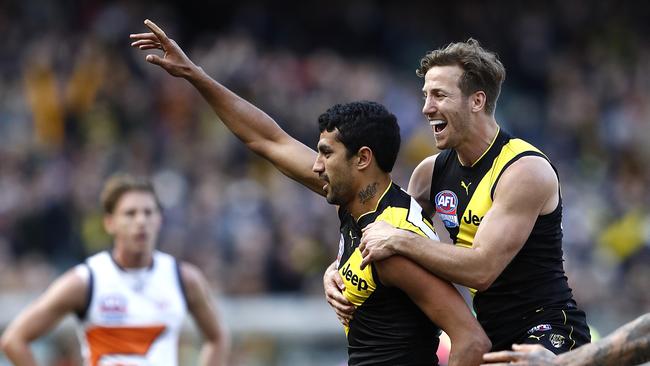 Marlion Pickett celebrates his goal in Richmond’s Grand Final triumph.