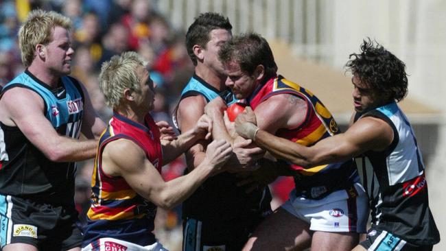 Mark Ricciuto tussles with old sparring partner Josh Carr in Showdown XIV in 2003.