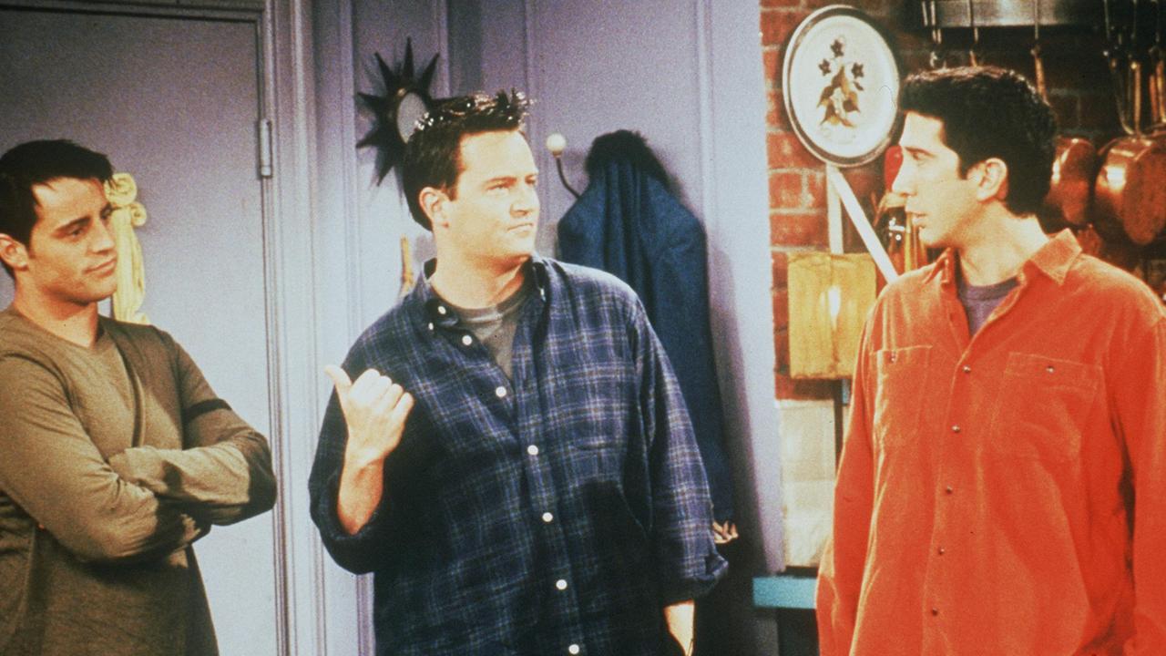 Matt LeBlanc, Matthew Perry, and David Schwimmer in a 1999 episode of Friends. Picture: NBC.