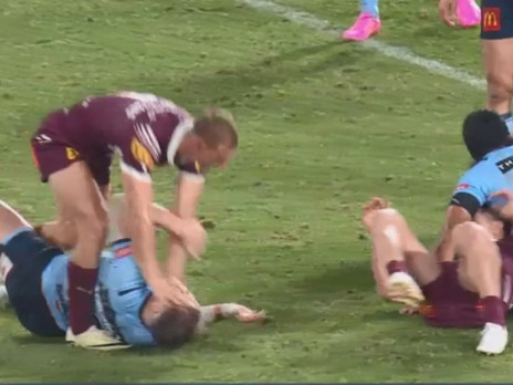 Cherry-Evans shoves Angus Crichton in the face during Game 1.