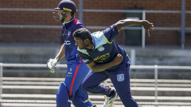 MPCA: Chamika Sattambi bowling for Baxter. Picture: Valeriu Campan