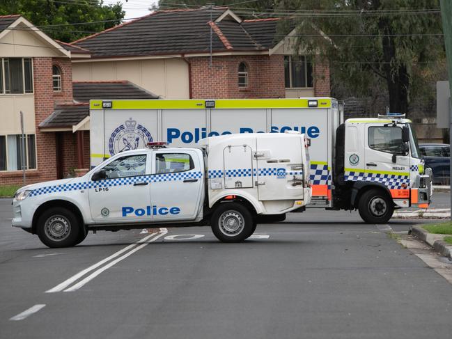 SYDNEY, AUSTRALIA- NewsWire Photos- MARCH 22, 2025.   Police vehicles at the scene of a fatal motorcycle crash in Liverpool. Picture: NewsWire/ Julian Andrews