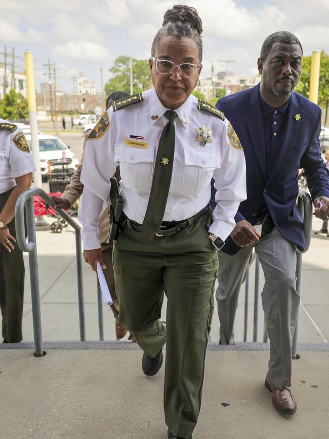 Orleans Parish Sheriff Susan Hutson leaves a news conference in New Orleans on Friday, May 16, 2025, after inmates escaped from the Orleans Justice Center jail. Picture: AP.