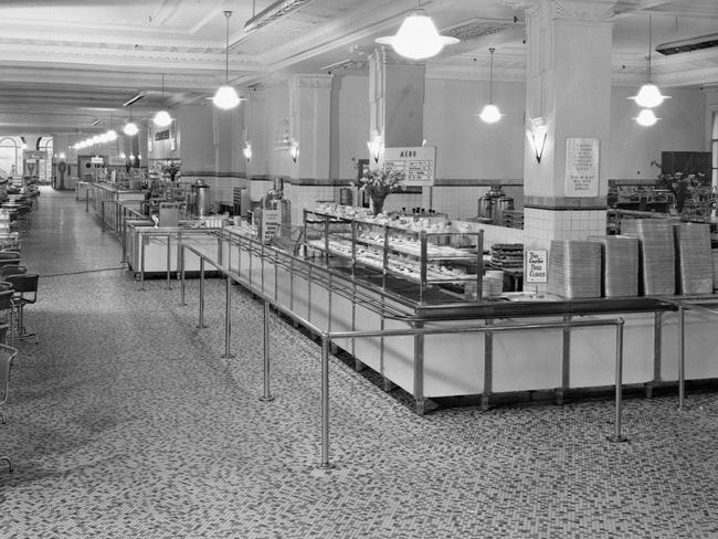 The gleaming, newly renovated Coles Cafeteria in Bourke Street in 1948. Picture: Lyle Fowler, Harold Paynting Collection, State Library of Victoria