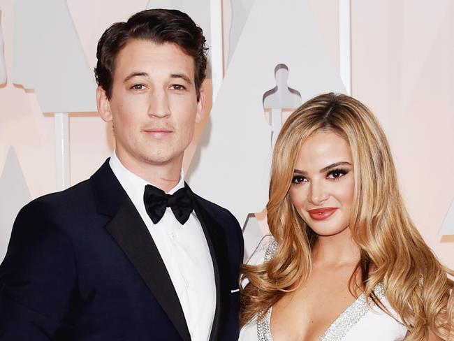 HOLLYWOOD, CA - FEBRUARY 22:  Actor Miles Teller (L) and model Keleigh Sperry attend the 87th Annual Academy Awards at Hollywood & Highland Center on February 22, 2015 in Hollywood, California.  (Photo by Jason Merritt/Getty Images)