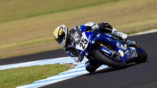 Australian Yamaha rider Daniel Falzon during World Superbike pre-season testing at Phillip Island. Picture: Graeme Brown