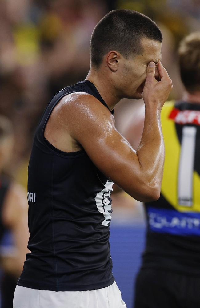 Jack Silvagni and the Blues were left to lament “costly mistakes”. Picture: Michael Klein