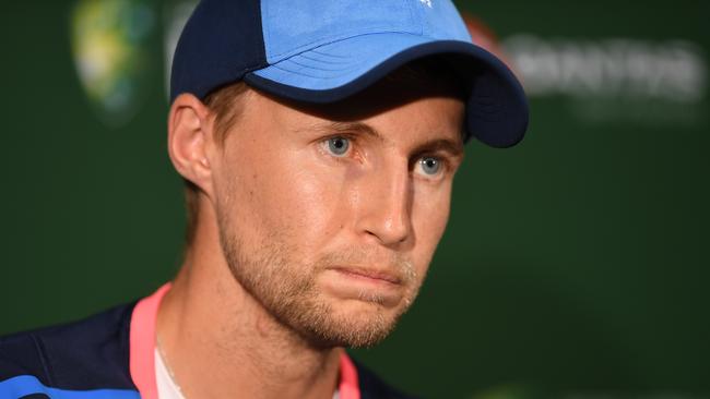 England's captain Joe Root speaks to the media during a press conference at the WACA ahead of the 3rd Ashes Test match in Perth, Wednesday, December 13, 2017. (AAP Image/Dean Lewins) NO ARCHIVING, EDITORIAL USE ONLY, IMAGES TO BE USED FOR NEWS REPORTING PURPOSES ONLY, NO COMMERCIAL USE WHATSOEVER, NO USE IN BOOKS WITHOUT PRIOR WRITTEN CONSENT FROM AAP