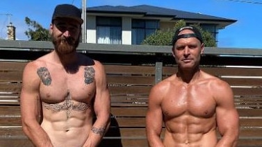 Dixon posing with Chad Cornes.