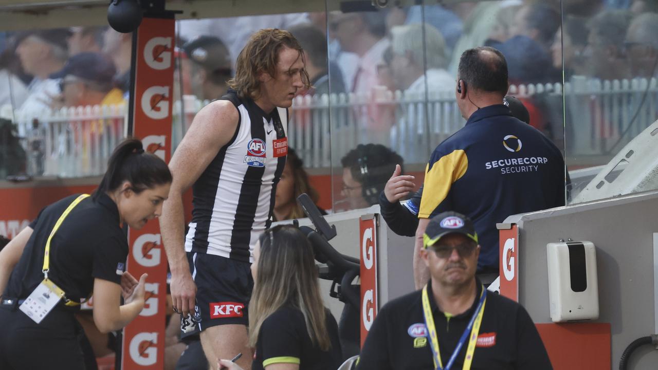 Murphy passed the HIA concussion test but ruled himself out due to blurred vision. Picture: Daniel Pockett/AFL Photos/via Getty Images