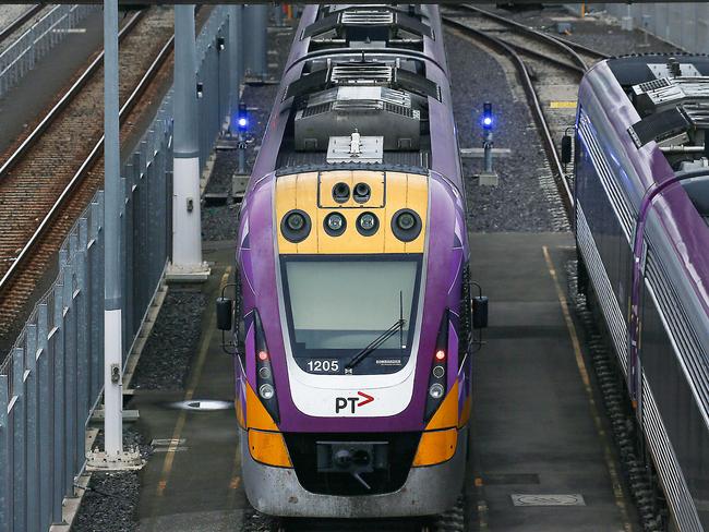 MELBOURNE, AUSTRALIA - NewsWire Photos AUGUST 20, 2020 : V/Line trains in Melbourne.A V/Line train travelling through North Melbourne. Picture : NCA NewsWire / Ian Currie