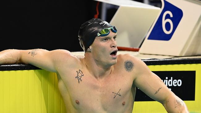 Cody Simpson after his 100m butterfly final. (Photo by Quinn Rooney/Getty Images)