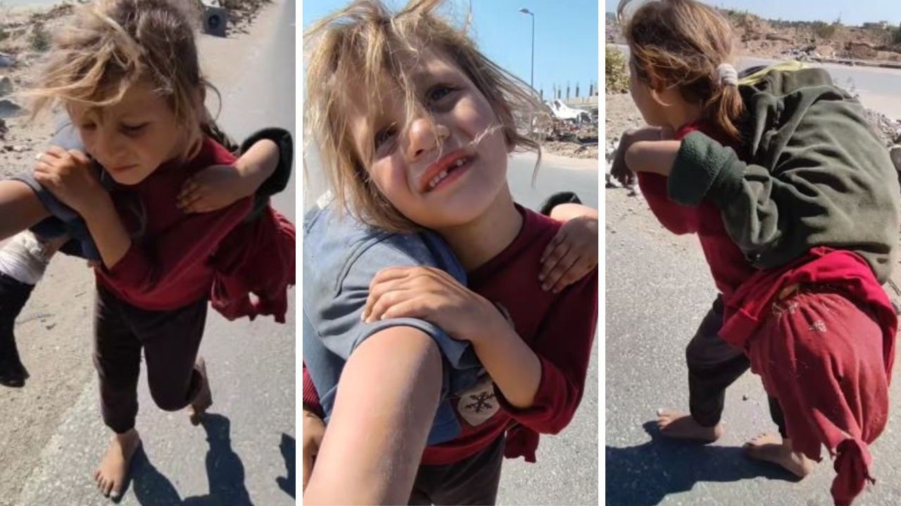 Young girl carries injured sister in heartbreaking video