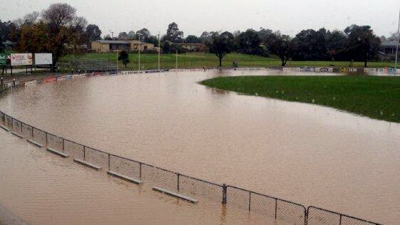 The flooded Traralgon Recreation Reserve last year.