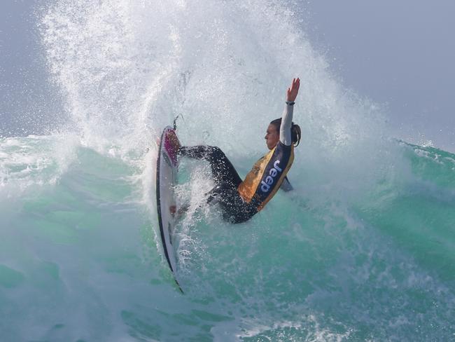 Sally Fitzgibbons surfing at the Roxy Pro France earlier this month.