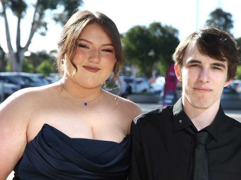 Geelong High graduation at GMHBA Stadium. Ashleigh Lilley and Daniel Chisholm. Picture: Mike Dugdale