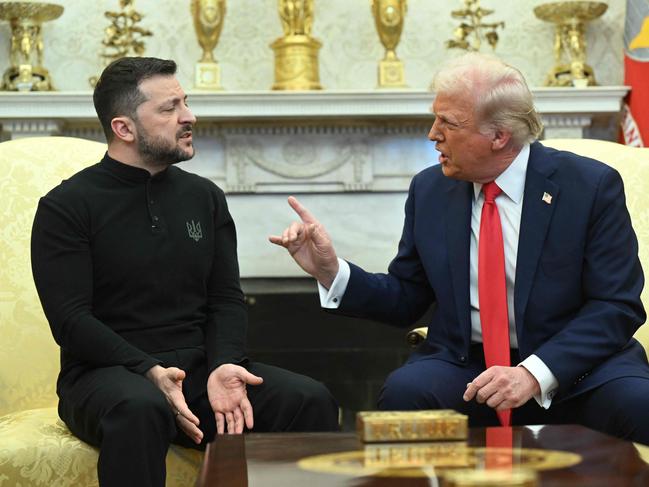 (FILES) US President Donald Trump and Ukraine's President Volodymyr Zelensky meet in the Oval Office of the White House in Washington, DC, February 28, 2025. The United States and Ukraine on April 30, 2025 signed a minerals deal after a two-month delay, in what President Donald Trump's administration called a new form of US commitment to Kyiv after the end of military aid. Ukraine said it secured key interests after protracted negotiations, including full sovereignty over its own rare earths, which are vital for new technologies and largely untapped. (Photo by SAUL LOEB / AFP)