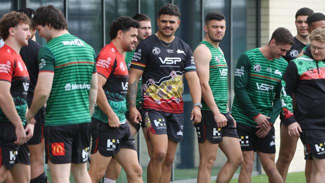 The Daily Telegraph 5.9.2024 Latrell Mitchell. South Sydney RabbitohÃ•s training session ahead of the last game of the year. Picture Rohan Kelly