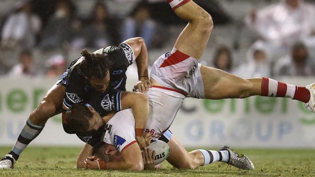 The Sharks were all over the Dragons. Picture: Jason McCawley/Getty Images