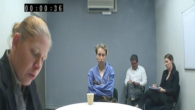 Hannah Quinn during her interview with police. Picture: Supplied