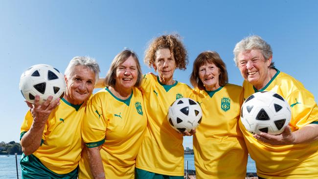 Some of Original 1975 Matildas team reformed. Picture: David Swift.