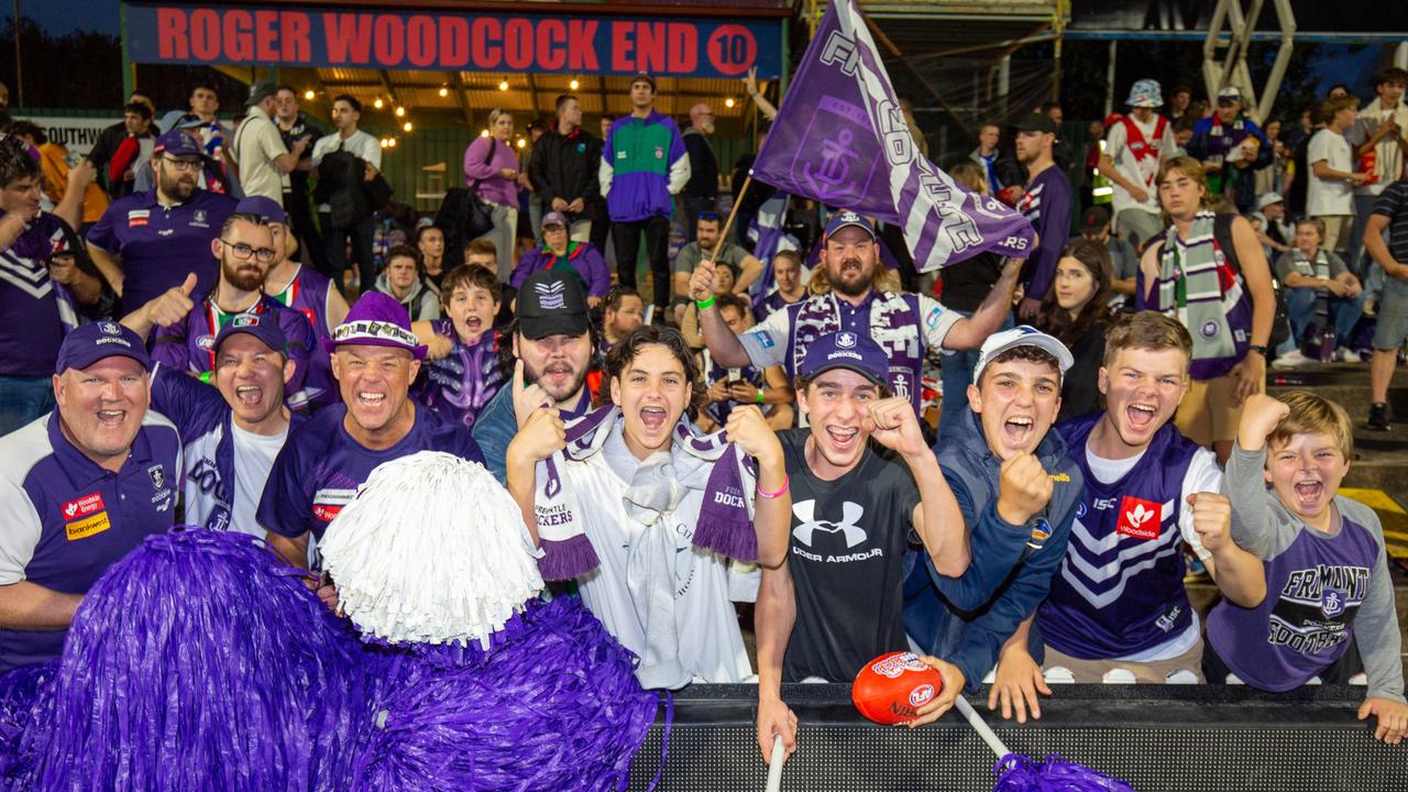 Dockers fans were out in force at Norwood Oval on Friday. Picture: Ben Clark