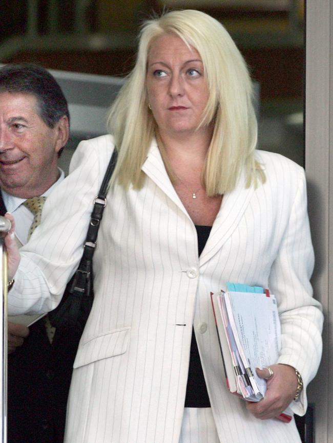 Gobbo leaving court after her client, drug baron Tony Mokbel, skipped bail. 