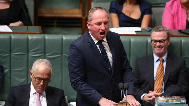 PM Malcolm Turnbull and Deputy PM Barnaby Joyce in Question Time in the House of Representatives Chamber, at Parliament House in Canberra.